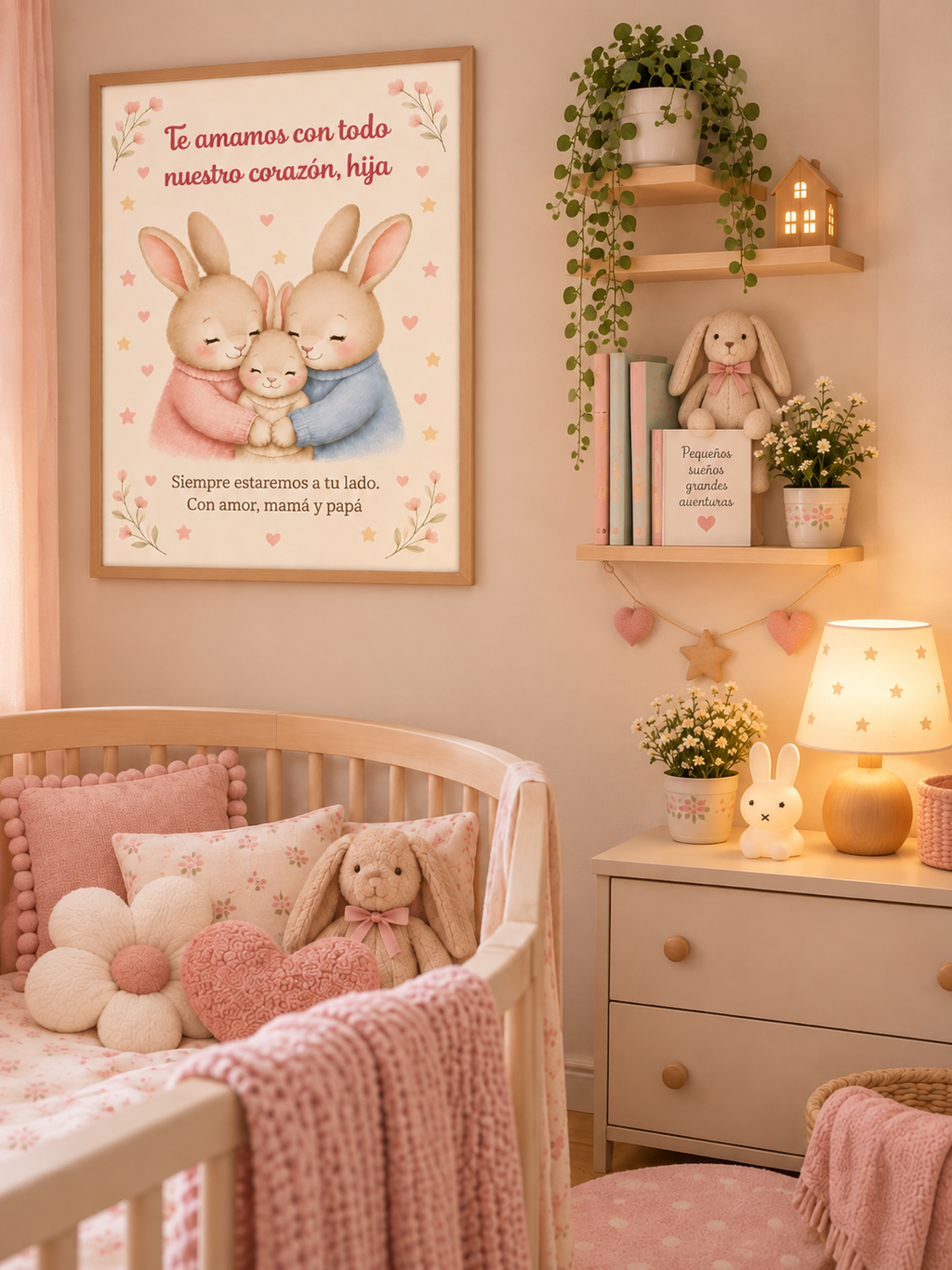 Póster Decorativo Bebé | "Te Amamos con Todo Nuestro Corazón"