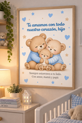 Póster Decorativo Bebé Niño | "Te Amamos con Todo Nuestro Corazón"