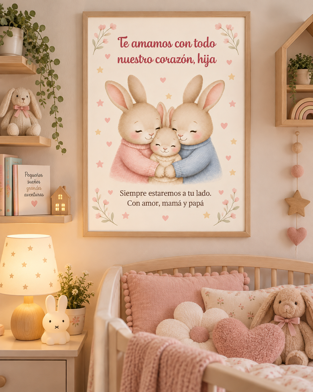 Póster Decorativo Bebé | "Te Amamos con Todo Nuestro Corazón"