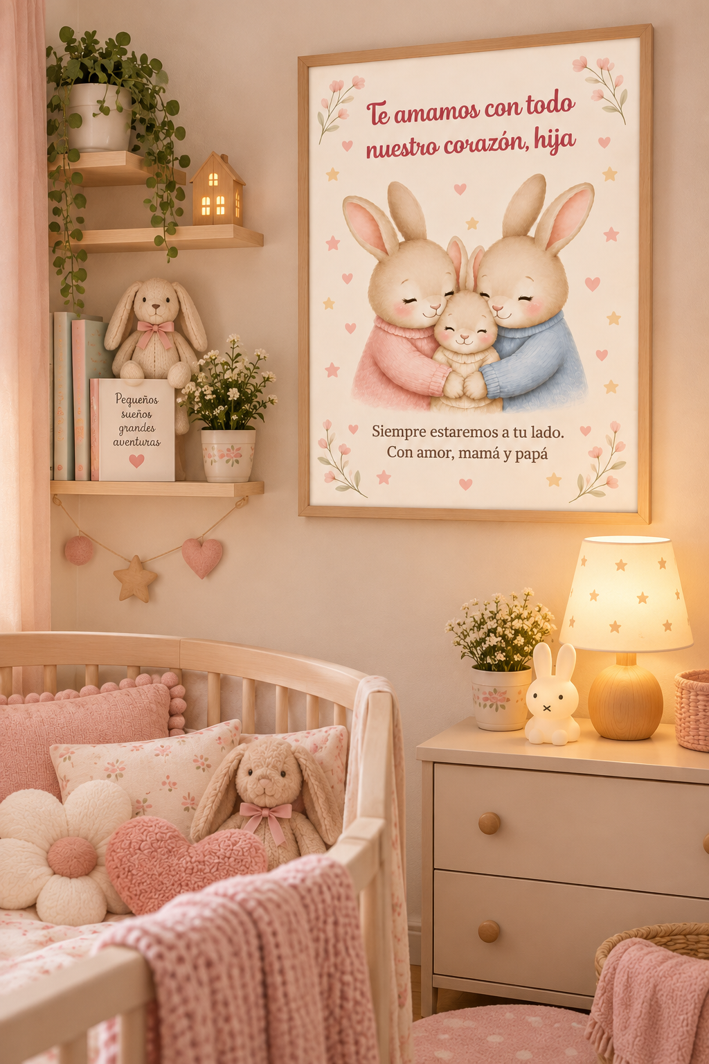 Póster Decorativo Bebé | "Te Amamos con Todo Nuestro Corazón"