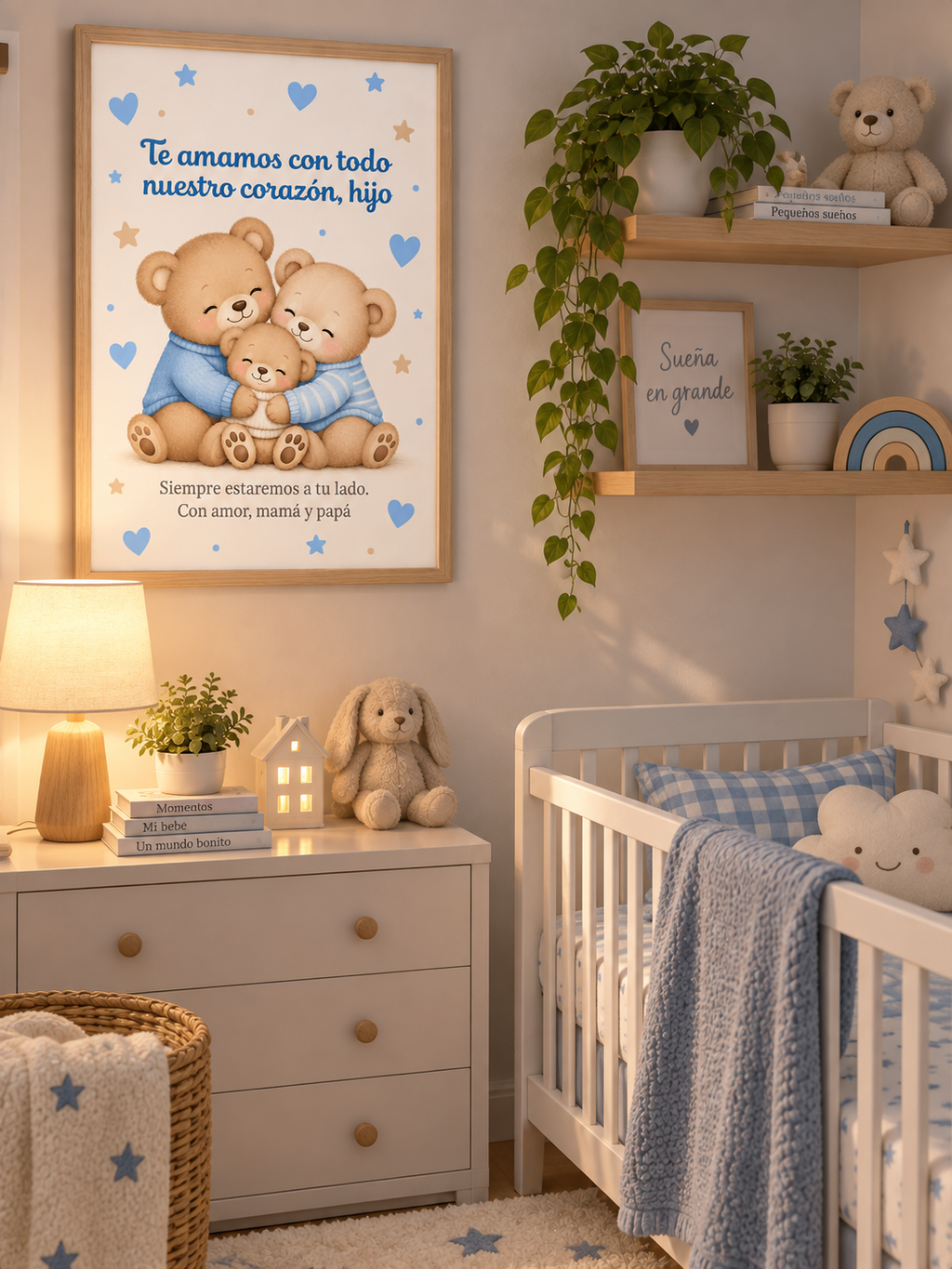 Póster Decorativo Bebé Niño | "Te Amamos con Todo Nuestro Corazón"