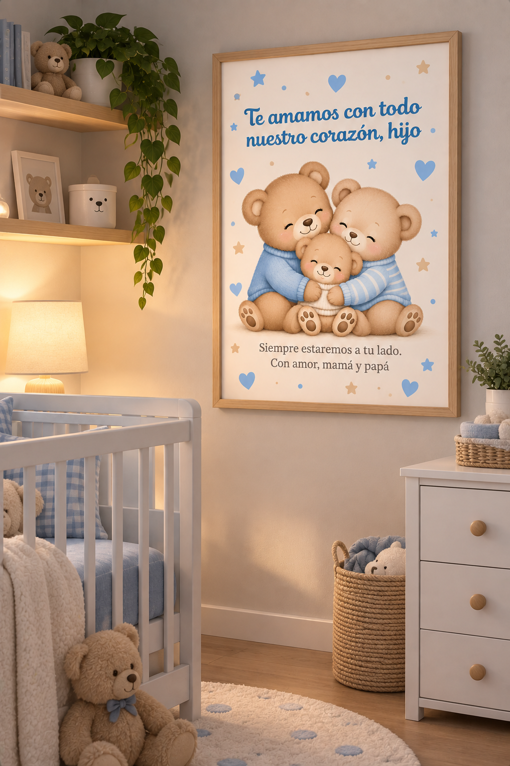 Póster Decorativo Bebé Niño | "Te Amamos con Todo Nuestro Corazón"